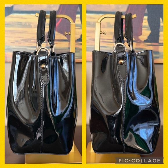 🦆DOONEY & BOURKE🦆 🖤Brenna🖤 BLACK PATENT LEATHER SATCHEL BAG 🌟NWOT🌟 - Picture 6 of 16